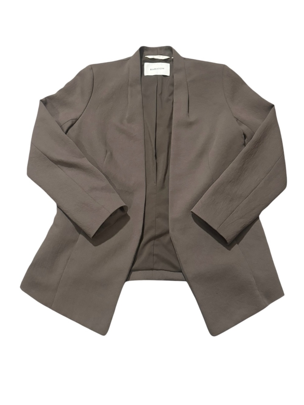 Aritzia Babaton Power Blazer Lightweight Open Front Drapey Size 8 Olive Grey